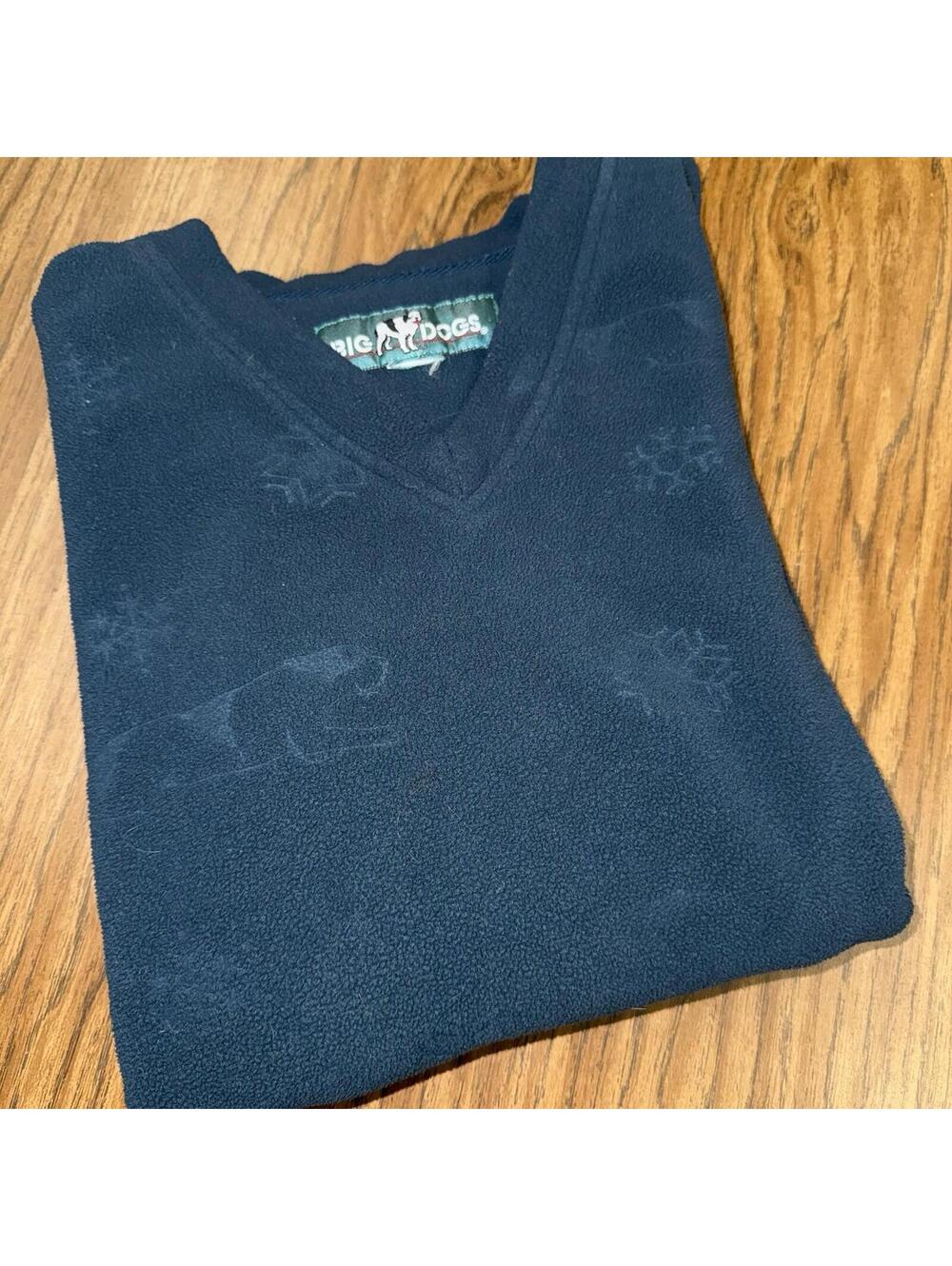 Vintage Big Dogs AOP Sweatshirt Men’s L V-Neck SNOW y2k FLEECE Blue Green